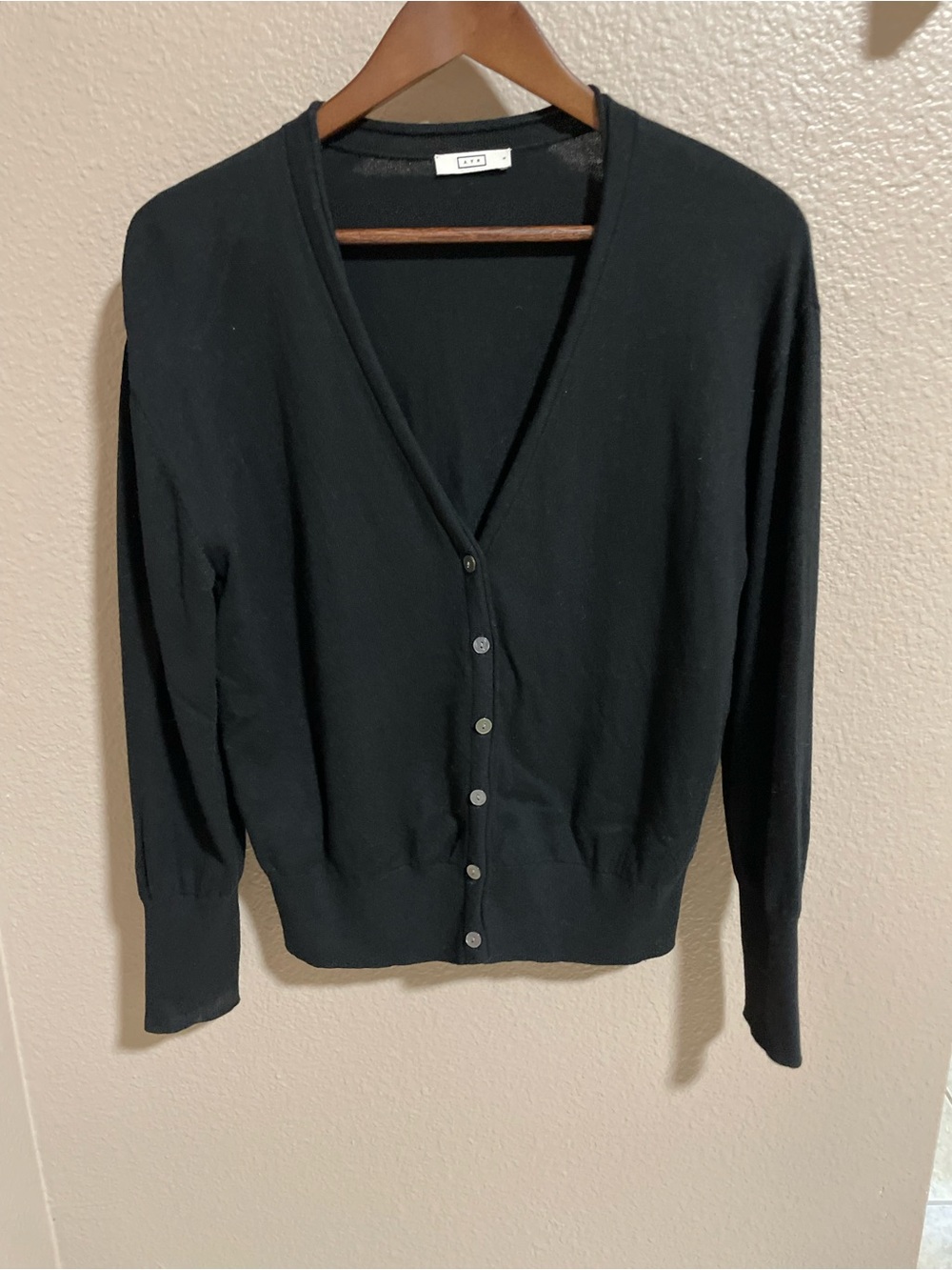 AYR Black V-Neck Button Front Women's Cardigan wool blend